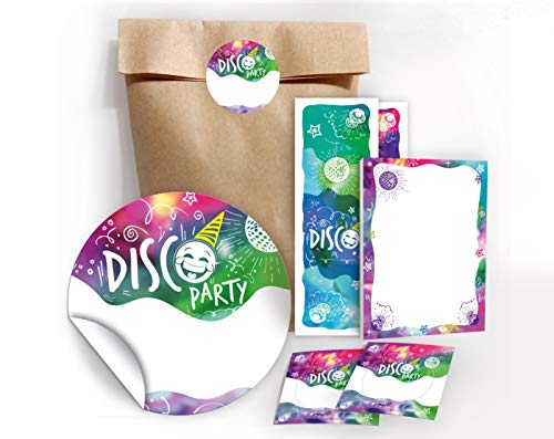 6 Lesezeichen + 6 Mini-Notizblöcke + 6 Geschenktüten/Natur + 6 Aufkleber Disco Disco-Party Mitgebsel Gastgeschenk beim Kindergeburtstag Mädchen Jungen von JuNa-Experten