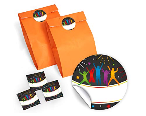 8 Geschenktüten/orange + 8 Aufkleber Jump Party Trampolin für Mitgebsel Gastgeschenk beim Kindergeburtstag Jungen Mädchen von JuNa-Experten