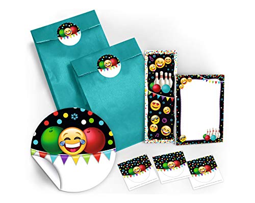 8 Lesezeichen + 8 Mini-Notizblöcke + 8 Geschenktüten/blau + 8 Aufkleber Bowling für Mitgebsel Gastgeschenke beim Kindergeburtstag Mädchen Jungen von JuNa-Experten