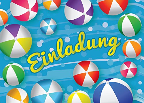 JuNa-Experten 10 Einladungskarten Kindergeburtstag Schwimmbad Mädchen Jungen Jungs Geburtstagseinladungen Einladungen Geburtstags-Party Kartenset von JuNa-Experten