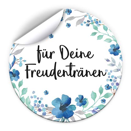 JuNa-Experten 100 Aufkleber Für Freudentränen – Romantische Sticker für Hochzeit, Taufe & Taschentuchtüten, Geschenkverpackungen und Taschentuchverpackung von JuNa-Experten