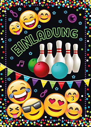 JuNa-Experten 12 Einladungskarten Geburtstag Kinder Jungen Jungs Mädchen Bowling/Einladung zur Bowling-Party/Kartenset von JuNa-Experten