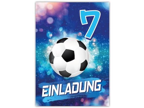 JuNa-Experten 12 Einladungskarten zum 7. Kindergeburtstag Jungen Fußball Fussball Einladungen siebte Geburtstag von JuNa-Experten