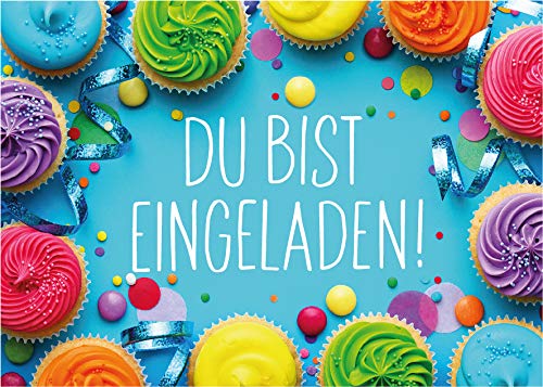 JuNa-Experten 12 Einladungskarten zum Kindergeburtstag Mädchen Jungen Muffins Cupcake Einladungen zum Geburtstag von JuNa-Experten