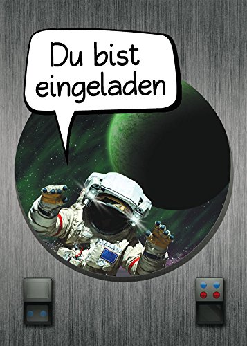 JuNa-Experten 6 Einladungskarten Kindergeburtstag Jungen Space Jungs Astronaut Geburtstagseinladungen Einladungen Geburtstags-Party Kartenset von JuNa-Experten