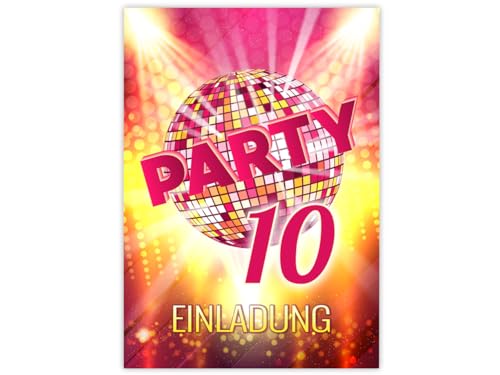 JuNa-Experten 8 Einladungskarten zum 10. Kindergeburtstag Mädchen Disco VIP coole Einladungen zehnte Geburtstag Mädchengeburtstag von JuNa-Experten