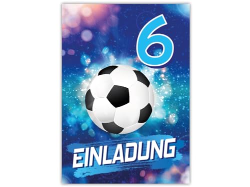 JuNa-Experten 8 Einladungskarten zum 6. Kindergeburtstag Jungen Fußball Fussball Einladungen sechste Geburtstag von JuNa-Experten