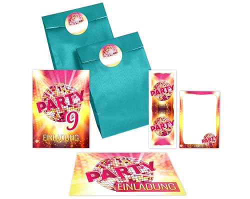 JuNa-Experten 8 Einladungskarten zum 9. Kindergeburtstag Mädchen Disco VIP Einladung neunte Geburtstag incl. 8 Umschläge, 8 Partytüten/petrol, 8 Aufkleber, 8 Lesezeichen, 8 Mini-Notizblöcke JuNa-Experten 8 Einladungskarten zum 9. Kindergeburtstag Mädchen Disco VIP Einladung neunte Geburtstag incl. 8 Umschläge, 8 Partytüten/petrol, 8 Aufkleber, 8 Lesezeichen, 8 Mini-Notizblöcke von JuNa-Experten