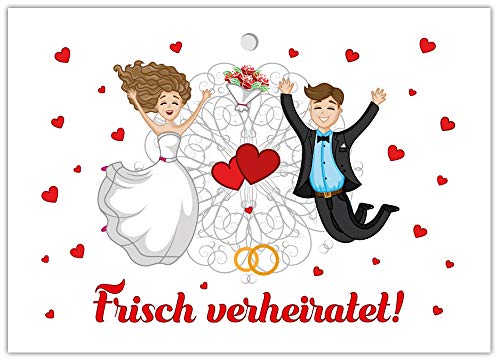 JuNa-Experten 50 Gelochte Ballonflugkarten Hochzeit – Wünsche an das Brautpaar mit Herz-Design – Leichte Ballonkarten für Weiten Flug – Romantische Wunschkarten für die Hochze von JuNa Party-Experten