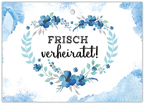 JuNa Party-Experten 100 gelochte Ballonflugkarten Hochzeit für Wünsche an Brautpaar liebevolle extra leichte Ballonkarten für weiten Flug Herz mit Blume (100 Karten) von JuNa Party-Experten