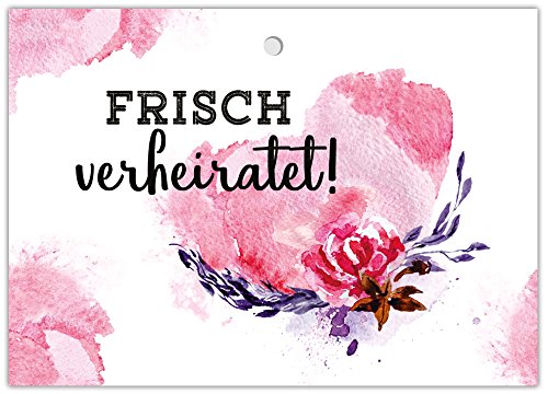 JuNa Party-Experten 25 gelochte Ballonflugkarten Hochzeit für Wünsche an Brautpaar liebevolle extra leichte Ballonkarten für weiten Flug Herz Blume rosa (25 Karten) von JuNa Party-Experten