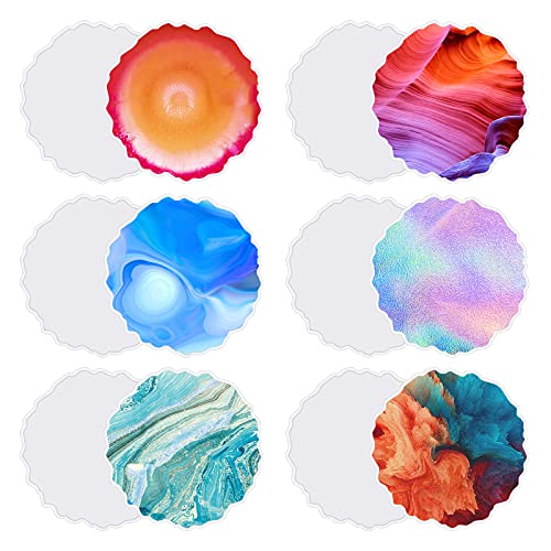 6 Stück Resin Silikonform Untersetzer Silikonformen Epoxidharz Set Resin Silikonformen Set DIY Kunstharz Gießen DIY Coaster Gießform Resin Art Formen Untersetzer für Schmuck DIY Basteln von Jubaopen