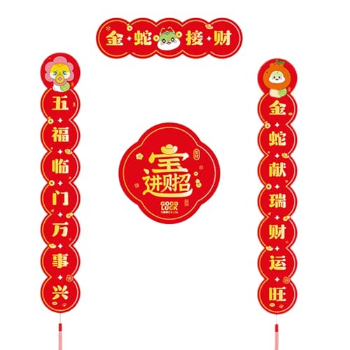 Chinesisches Neujahrspaar, rotes Glücksbanner, Fu-Figur, Schlangenjahr-Dekoration, Charakter-Ornament, 2025 Jahr der Schlange, Frühlingsfest, Dekoration für Zuhause von Jubepk