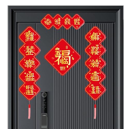 Chinesisches Neujahrspaar, rotes Glücksbanner, Fu-Figur, Schlangenjahr-Dekoration, Charakter-Ornament, 2025 Jahr der Schlange, Frühlingsfest, Dekoration für Zuhause von Jubepk