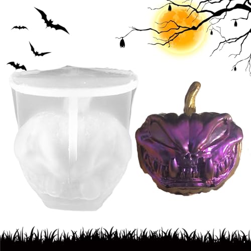 Jubepk 3D- -Kerzenform, Halloween-Silikonform für Bastelarbeiten, Dekorationsbedarf, Kürbishütte, Silikonform für Epoxidharz, Seife, Kerzen, Heimdekoration von Jubepk