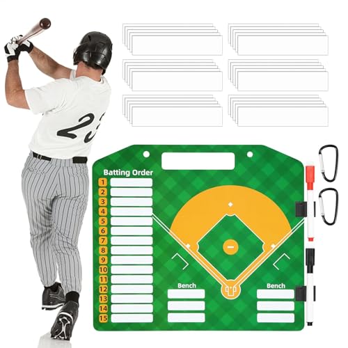 Jubepk Baseballbrett, trocken abwischbare Tafel, Magnettafeln, Softball-Trainingstafeln, trocken abwischbare Trainer-Baseball-Board mit magnetischem Design und zwei Markern für einfache Teamanzeige von Jubepk