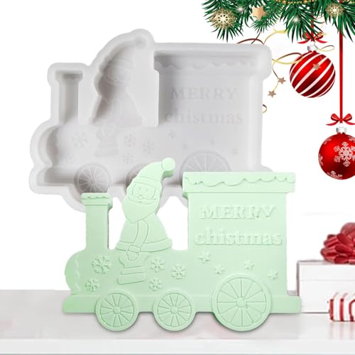 Jubepk Kerzenform für Weihnachten, Weihnachtsmann-Zug-Kombination, Süßigkeiten-Gießform – leicht zu lösen, Weihnachts-Fondantform für Seife, Handwerk, Gips, Polyesterharz von Jubepk