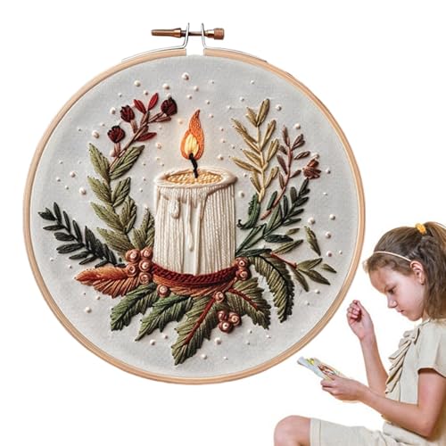 Jubepk Weihnachts-Stickset, Handmuster-Stickzubehör für Erwachsene, 20 x 20 x 1 cm, Winter-Schneeszenen-Muster, Stickerei für Männer und Frauen, perfekt für Bastler von Jubepk