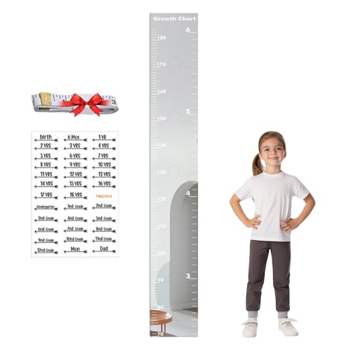 Jubilofex Höhendiagramm für Kinder - Wandhöhe -Chart -Spiegel - schlankes und neutrales Messgrößendiagramm für Kindergärten, Spielzimmer, Kinderzimmer, Studienräume von Jubilofex