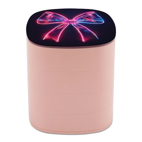 Jubonexis Minimalistische Schmuckschatullen mit Neonschleife für Frauen, Ohrringhalter, Organizer, drehbarer Schmuck-Organizer für Halsketten, Armbänder, Ringe Jubonexis Minimalistische Schmuckschatullen mit Neonschleife für Frauen, Ohrringhalter, Organizer, drehbarer Schmuck-Organizer für Halsketten, Armbänder, Ringe von Jubonexis