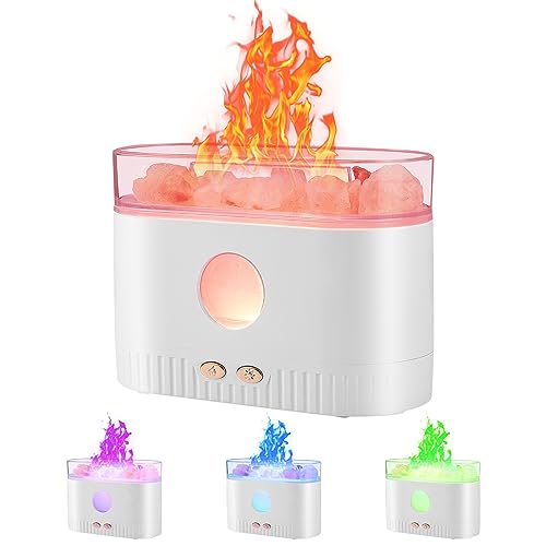 Flammen-Aroma-Diffusor, Upgrade 4-Farben-Diffusor für ätherische Öle, Luftbefeuchter, Duftöl-Diffusor, Heimbüro, Yoga-Raumduft(White) von Judavry