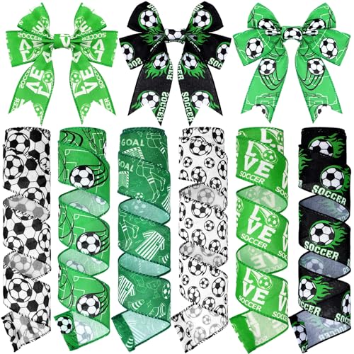 Juexica 6 Rollen 30 Meter Sport Drahtkante Band DIY Sport Ball Band Handwerk Stoffbänder für Geschenkverpackungen, Schleifen, Party-Dekoration, Nähzubehör von Juexica