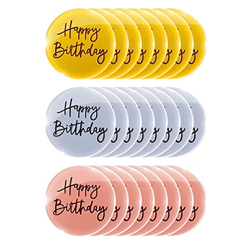 24 Stück Acryl-Kuchenaufsätze "Happy Birthday", , Kuchenscheibe, Mini-Form, rund, mit Gravur, Cupcake-Topper für Cupcake-Dekoration von Jufjsfy