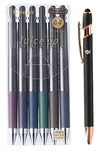 Juice up 04 Pilot LJP120S4-6CCG Gelschreiber, einziehbar, ultrafeine Spitze, glänzend, 6 Farben, Set mit Original-Stylus-Kugelschreiber von Juice up 04