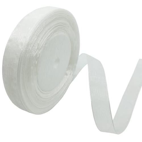 45M Organzaband Weiss 15mm Geschenkband Hochzeit, Transparente Chiffonband Schleifenband Dekoband Organza Tüllband für Hochzeit Weihnachten Taufe Geburtstag Party von Jukway