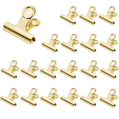 Jukway 20 Stück Metallklammern Bulldog Clips 38mm Binder Clips Büroklammern Briefklemmer Multi-function Papier Clips für Bilder Fotos, Büros, Küche, zu Hause (Gold) von Jukway