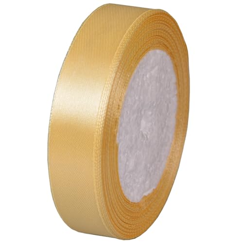 Satinband Champagner Gold 20mm, 22 Meters Dekoband Geschenkband Schleifenband Bänder zum Basteln, Weihnachtsband Stoffband Bänder für Geschenkverpackungen Hochzeit Geburtstag Partys Dekoration von Jukway