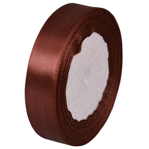 Satinband Dunkelbraun 20mm, 22 Meters Geschenkband Schleifenband Bänder zum Basteln Nähen, Dekoband Stoffband Bänder für Geschenkverpackungen Haarschleifen Geburtstag Hochzeit Partys Dekoration von Jukway