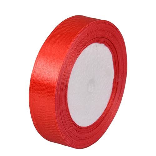 Satinband Rot 20mm, 22 Meters Dekoband Geschenkband Schleifenband Bänder zum Basteln, Weihnachtsband Stoffband Bänder für Geschenkverpackungen Hochzeit Geburtstag Partys Dekoration von Jukway