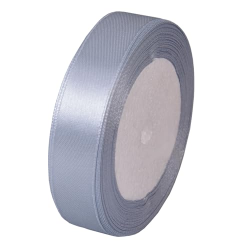 Satinband Silber Grau 20mm, 22 Meters Geschenkband Schleifenband Bänder zum Basteln Nähen, Dekoband Stoffband Bänder für Geschenkverpackungen Haarschleifen Geburtstag Hochzeit Partys Dekoration von Jukway