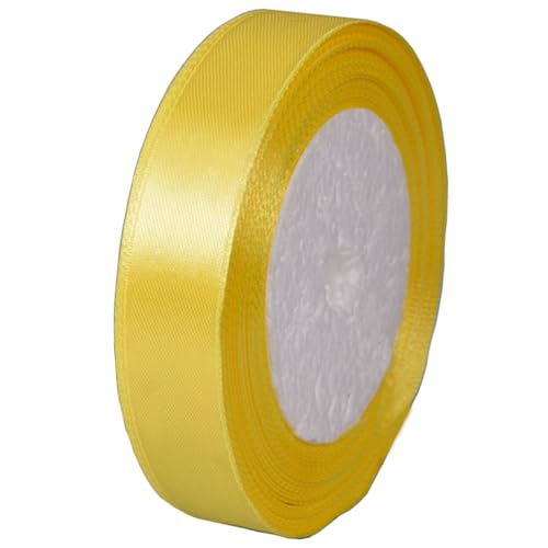 Satinband Zitronengelb 20mm, 22 Meters Geschenkband Schleifenband Bänder zum Basteln Nähen, Dekoband Stoffband Bänder für Geschenkverpackungen Haarschleifen Geburtstag Hochzeit Partys Dekoration von Jukway