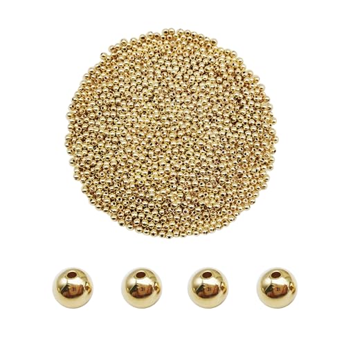 2100 Stück 4mm Gold Farbe Abstandshalter Perlen CCB Kunststoff Glatte Runde Perle für Armband Halskette Schmuck machen Handwerk DIY-Zubehör von Julie Wang