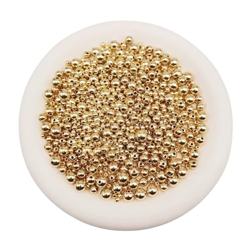 2500 Stück Gold Farbe 4mm 6mm 8mm Gemischte Abstandshalter Perlen CCB Kunststoff Glatte Runde Perle für Armband Halskette Schmuck machen Handwerk DIY-Zubehör von Julie Wang