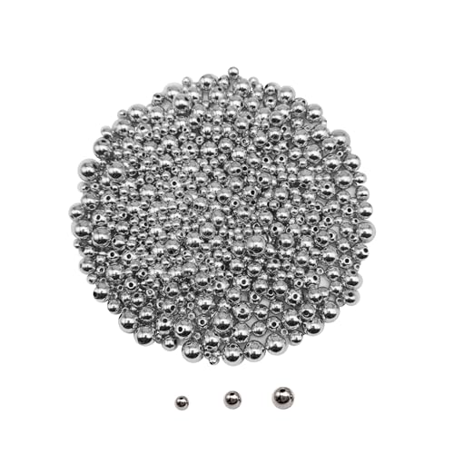 2500 Stück Silber Farbe 4mm 6mm 8mm Gemischte Abstandshalter Perlen CCB Kunststoff Glatte Runde Perle für Armband Halskette Schmuck machen Handwerk DIY-Zubehör von Julie Wang