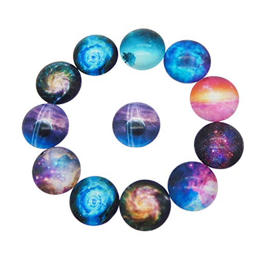 Julie Wang 40pcs Bunte Runde Glas Cabochon Patch Edelstein Galaxy Muster Halskette Schlüsselanhänger Schmuck Zubehör 20mm von Julie Wang