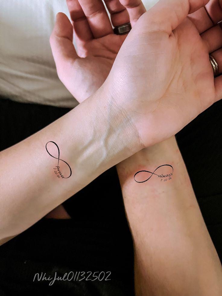 Infinity Liebe Symbol Temporäres Tattoo-Paar Tattoo-Benutzerdefinierte Tattoo Set-Tattoo Liebhaber Geschenk-Paar Geschenk Für Freund-Valentinstag von JulienPShop