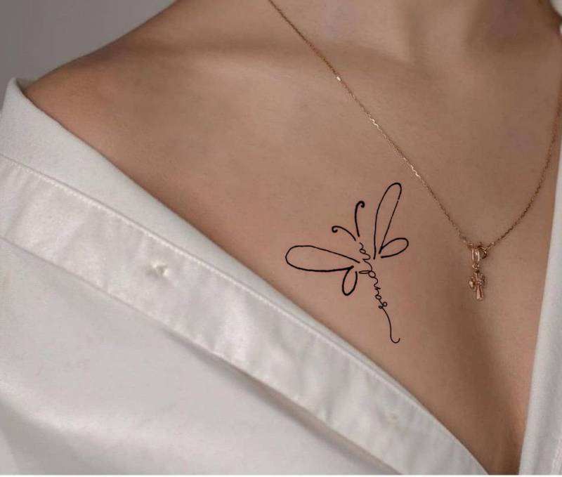 Libelle Name Temporäres Tattoo-Cool Tattoo-Minimalist Tattoo-Temporary Tattoo Set-Freundschaft Geschenke-Paar Geschenke-Schmetterling von JulienPShop