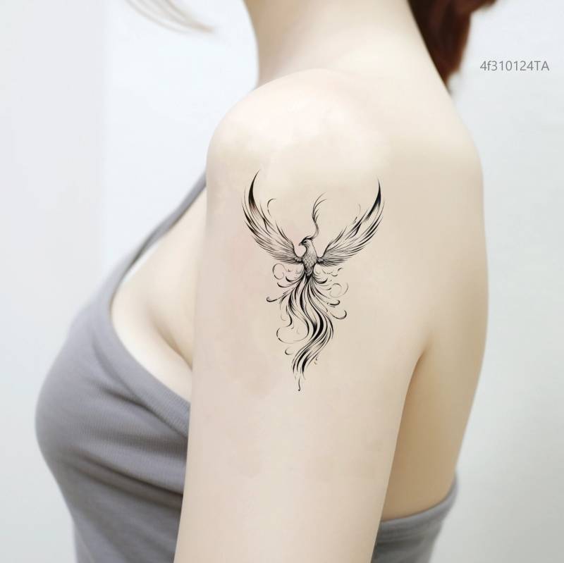 Phoenix Temporäres Tattoo-Tattoo Art-Minimalist Tattoo-Vogel Tattoo-Temporäres Tattoo Set-Tattoo-Liebhaber Geschenkidee-Paar Junge Freundin Geschenk von JulienPShop