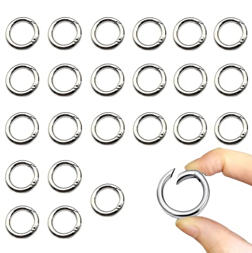 24 Stück Schlüsselanhänger Ringe, 28mm Edelstahl Federverschluss Rund Frühling O-Ring, Schlüsselring DIY Schlüsselanhänger Zubehö für Schlüssel und Handwerk von Juliyeh