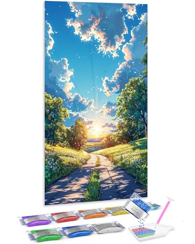 Jumpdot 5D Diamond Painting Bilder DIY Full Groß Blick auf den Sonnenaufgang Haus Dekoration Diamant Kunst Kit 70x40 cm von Jumpdot