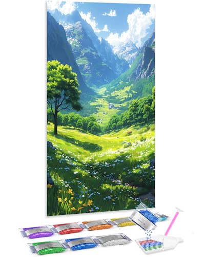 Jumpdot 5D Diamond Painting Bilder DIY Groß Bergwaldsteppe Wanddekoration Diamant Kunst Kit 70x40 cm von Jumpdot