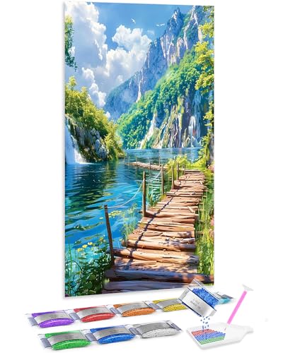 Jumpdot 5D Diamond Painting Bilder DIY Groß Seelandschaft Wall Decor Diamant Kunst Kit 70x40 cm von Jumpdot