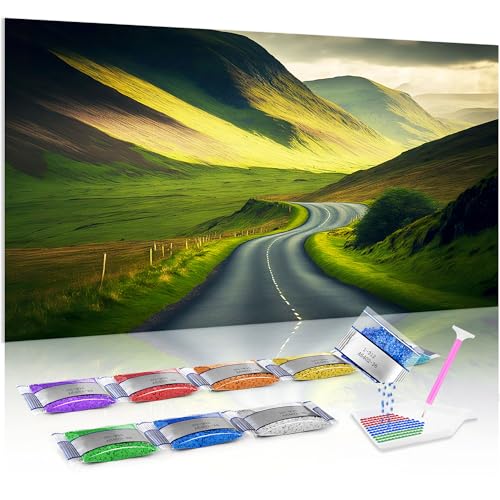 Jumpdot 5D Diamond Painting DIY Full Groß schöne Autobahn Aesthetic Room Decor Diamant Kunst Kit 70x40 cm von Jumpdot