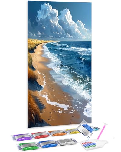 Jumpdot 5D Diamond Painting DIY Groß Baiyun-Ozeanstrand Wohnzimmer Dekoration Diamant Kunst Kit 70x40 cm von Jumpdot