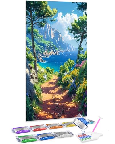 Jumpdot 5D Diamond Painting DIY Groß Berge und Meer Wall Decor Diamant Kunst Kit 70x40 cm von Jumpdot