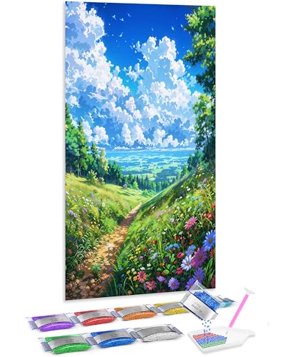 Jumpdot 5D Diamond Painting DIY Groß Bergstraßenlandschaft Wanddekoration Diamant Kunst Kit 70x40 cm von Jumpdot